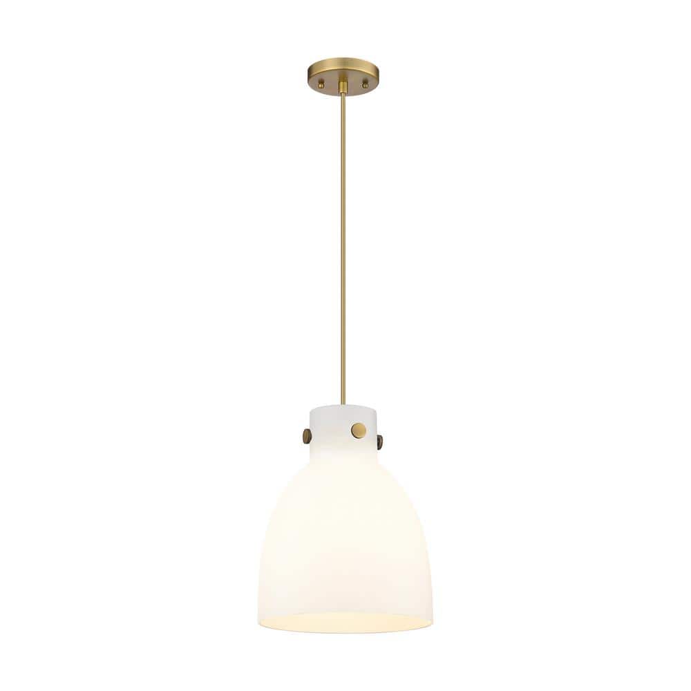 Newton Bell 100-Watt 1 Light Brushed Brass Shaded Pendant Light with Frosted glass Frosted Glass Shade price history on PriceWatchPro