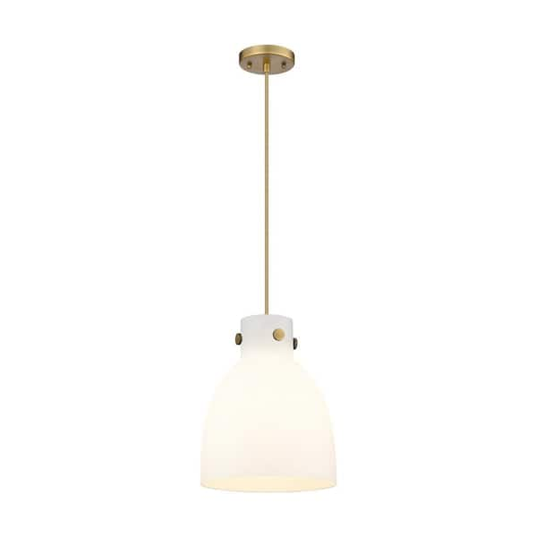 Innovations Newton Bell 100-Watt 1 Light Brushed Brass Shaded Pendant ...