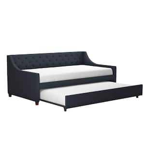Her Majesty Blue Linen Twin Daybed and Trundle