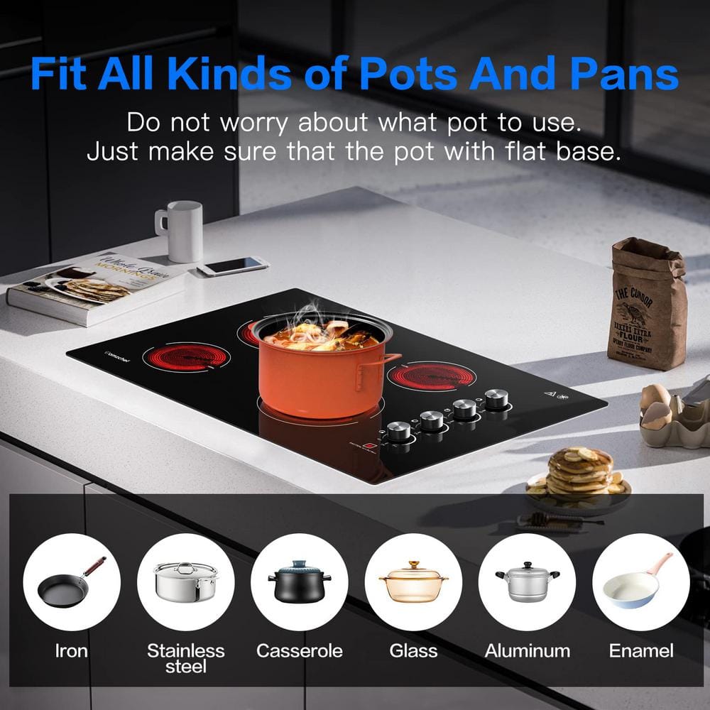 AMZCHEF 30 Inch Black Ceramic 4-Burner Built-In Cooktop