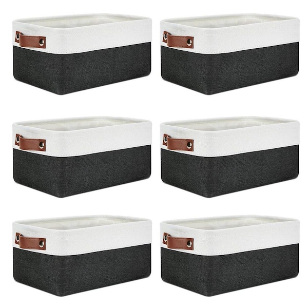 Black 11.8 in. x 5 in. Fabric Decorative Basket Set of 6 with