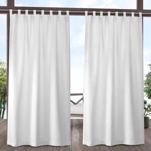 Cabana Winter White Solid Light Filtering Hook-and-Loop Tab Indoor/Outdoor Curtain, 54 in. W x 108 in. L (Set of 2)