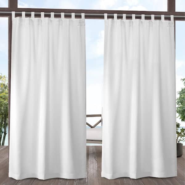 Cabana Winter White Solid Light Filtering Hook-and-Loop Tab Indoor/Outdoor Curtain, 54 in. W x 96 in. L (Set of 2)