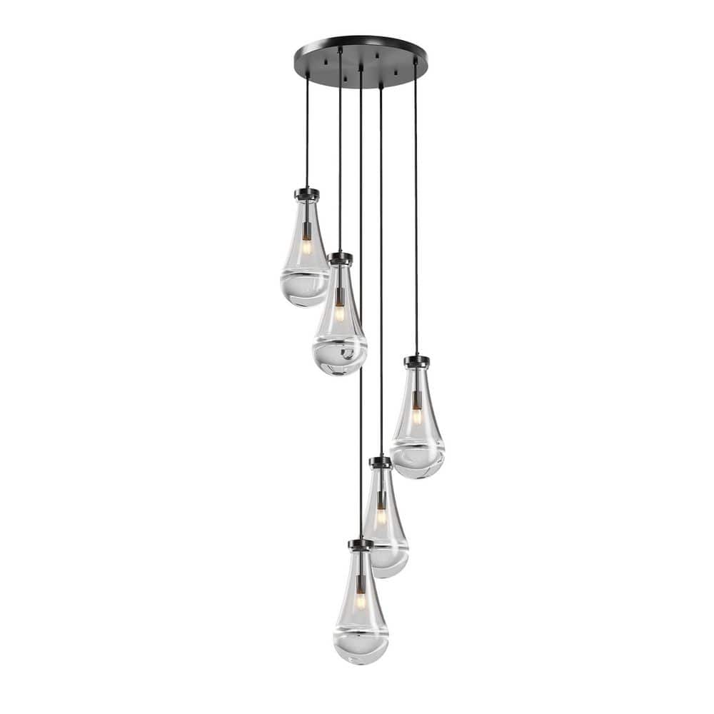 5-Light Black High Ceiling Chandeliers Adjustable Cluster Pendant Lights No Bulbs Included price history on PriceWatchPro