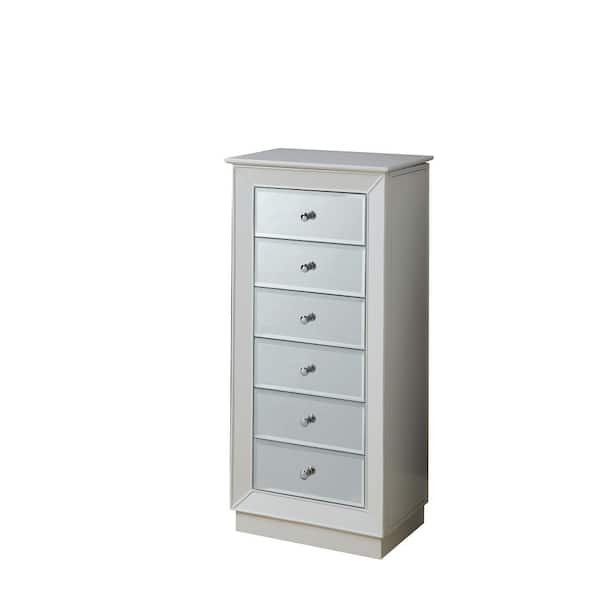 Acme Furniture Talor White Wood Free Standing 18 in. W Jewelry Armoire with Necklace Hooks
