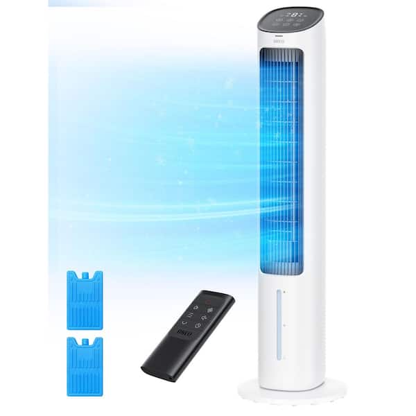 1017 CFM 4-Speed Portable Evaporative Cooler with 80 degree Oscillation, 7-H Timer in White & Black