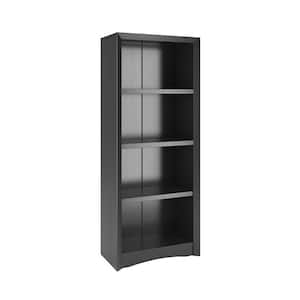 Quadra 71 in. Black Engineered Wood 4-shelf Standard Bookcase with Adjustable Shelves