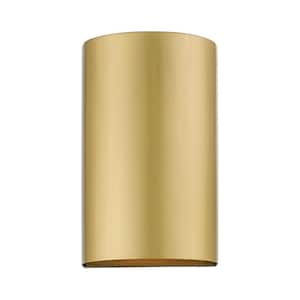 Banbury 7 in. 1-Light Satin Gold Dark Sky Outdoor Hardwired ADA Wall Sconce with No Bulbs Included