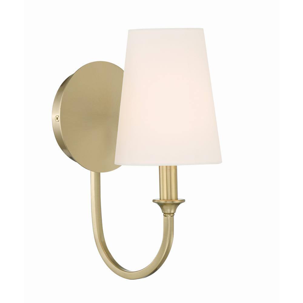 Payton Vibrant Gold Single Light Wall Sconce with White Silk Shade