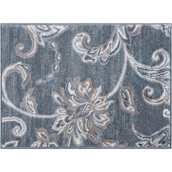 Tayse Rugs Madison Floral Dark Gray 2 ft. x 3 ft. Indoor Area Rug