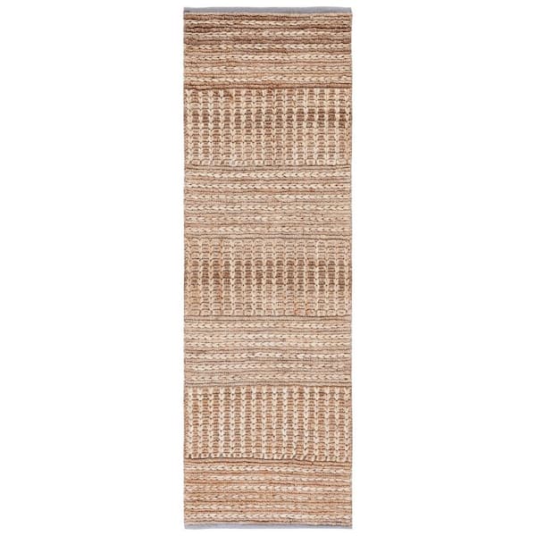 SAFAVIEH Natural Fiber Beige 3 ft. x 8 ft. Striped Woven Runner Rug