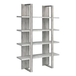70.75 in. Light Gray Wooden 4-Shelf Ladder Bookcase
