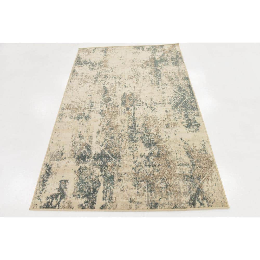 Abstract Gray Mirage 4' x 6' Easy-Care Synthetic Rug