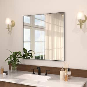 Sight 30 in. W x 30 in. H Rectangular Framed Wall Bathroom Vanity Mirror in Matte Black