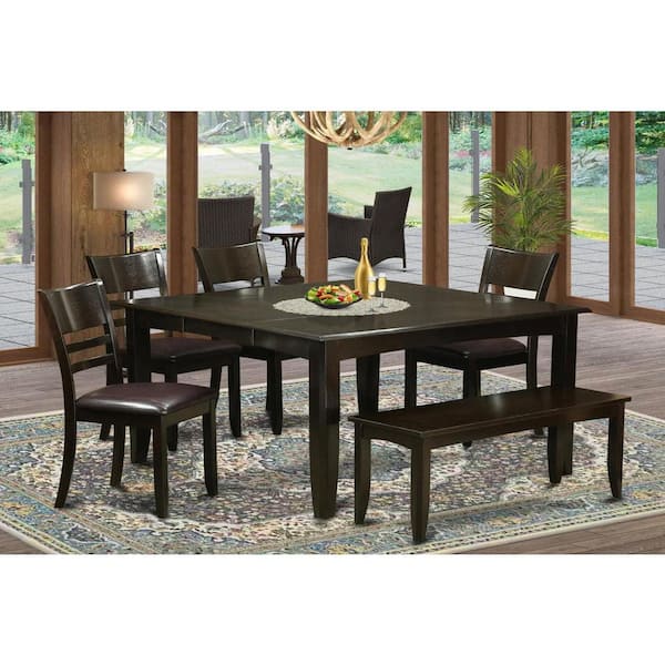East West Furniture 9-Piece Square Cappuccino Finish Solid Wood