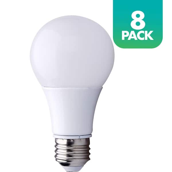 AM CONSERVATION Equivalent A19 Dimmable LED Light Bulb, 4000K Cool White, 8-pack - The Home Depot