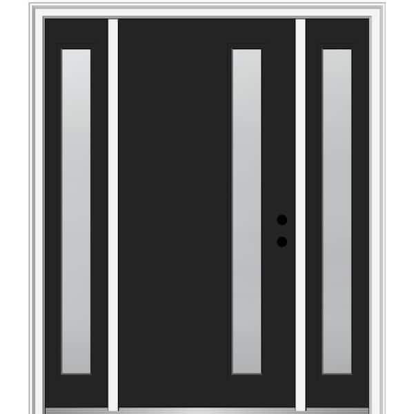 MMI DOOR 64.5 in. x 81.75 in. Viola Left-Hand Inswing 1-Lite Frosted Modern Painted Steel Prehung Front Door with Sidelites