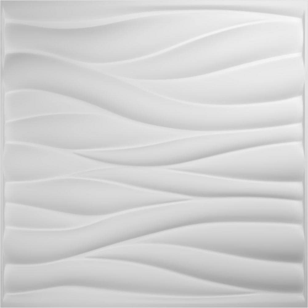 White Textured 3D PVC Wall Panels, 19.63" x 19.63", 12-Pack