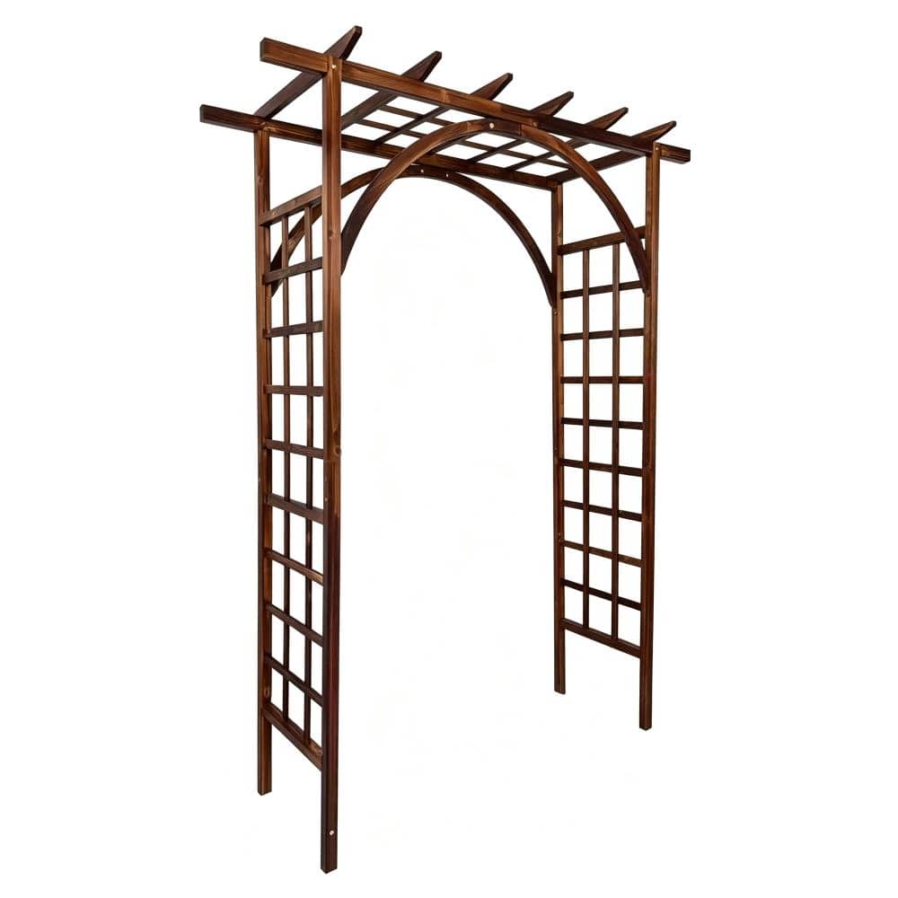 Solid Wood Garden Arch & Flat Trellis, Pergola Arbor for Climbing Plants, Wedding, Party & Patio, Carbonized price history on PriceWatchPro