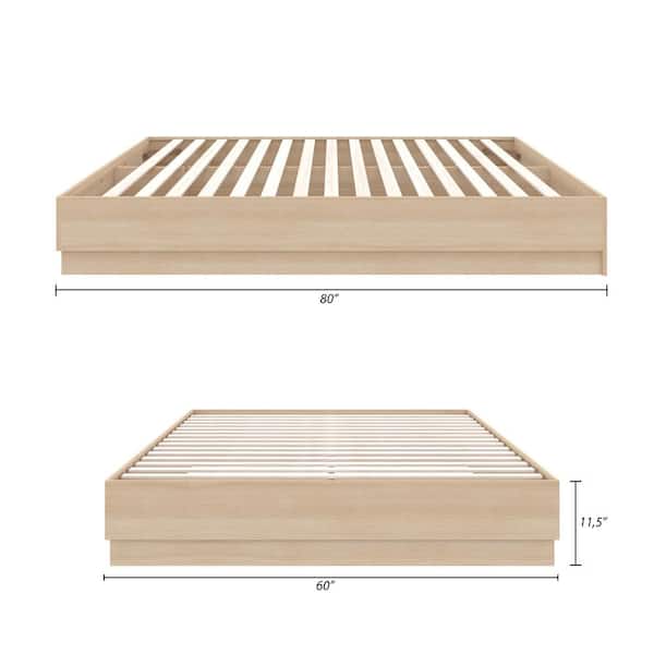 Nexera Milano Beige Oak Frame Queen Size Platform Bed 256083 - The