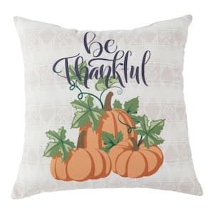 Be Thankful Fall Graphic 18 in. x 18 in. Throw Pillow