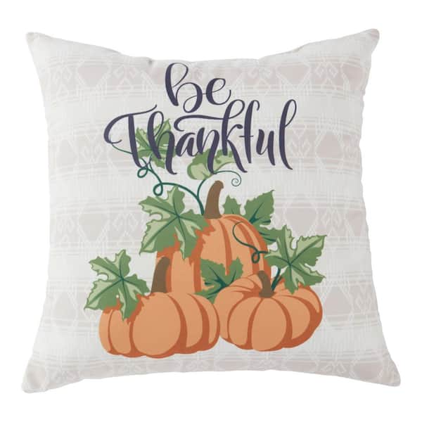 Greendale Home Fashions Be Thankful Fall Graphic 18 in. x 18 in. Throw Pillow