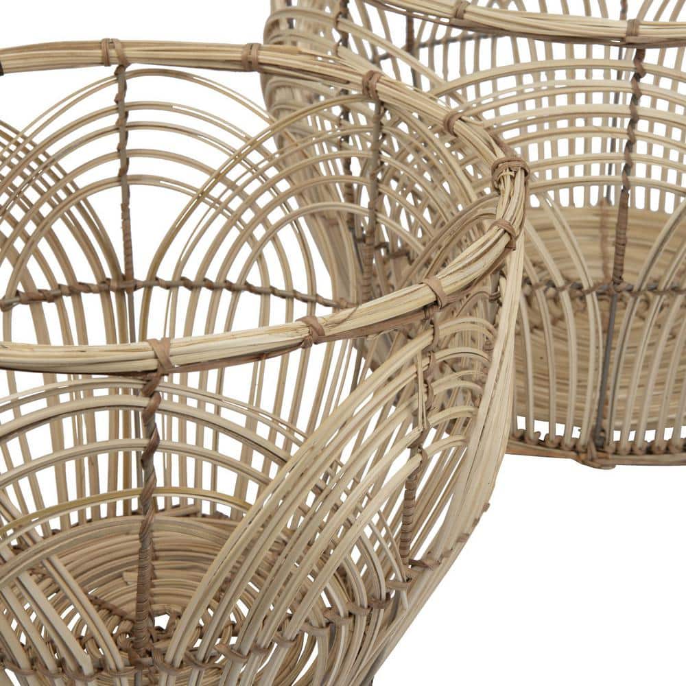 Boho Chic Round Rattan Storage Basket Duo