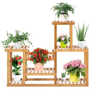 28.4in Tall Indoor/Outdoor Bamboo Wood 7 Potted Plant Stand (6 -tiered)