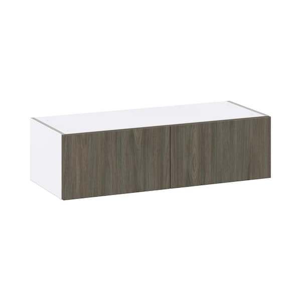 J COLLECTION 36 in. W x 14 in. D x 10 in. H Medora Textured Slab Walnut Assembled Wall Bridge Kitchen Cabinet
