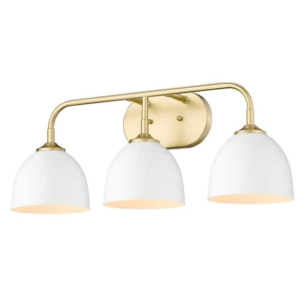 Golden Lighting Zoey 8 in. 3-Light Olympic Gold Vanity Light