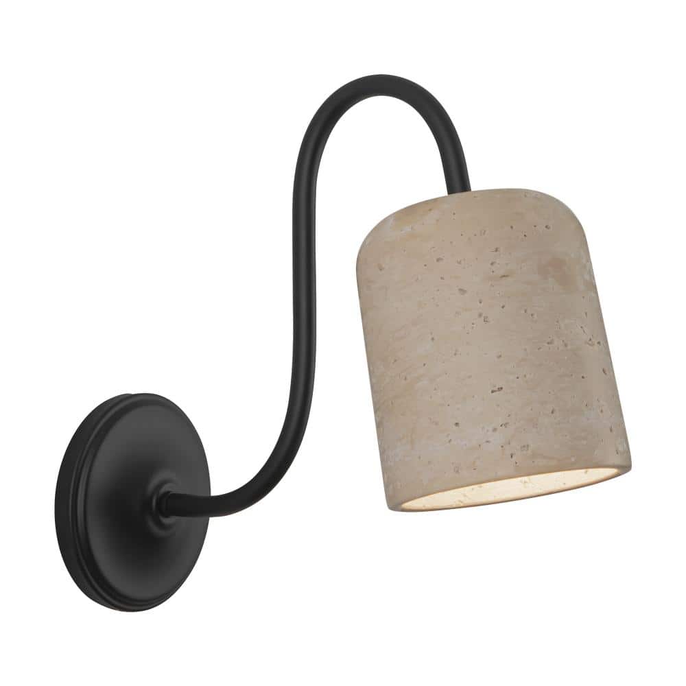 Bromley 5-in Matte Black Wall/Vanity Light with Natural Travertine Shade price history on PriceWatchPro