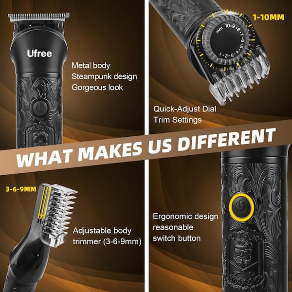 Numhew 7 in 1 Black Beard Grooming Kit, Shaving Set, Cordless Hair