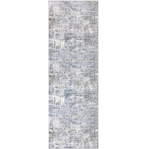 Morocco Blue/Gray 2 ft. x 6 ft. Modern Abstract Area Rug