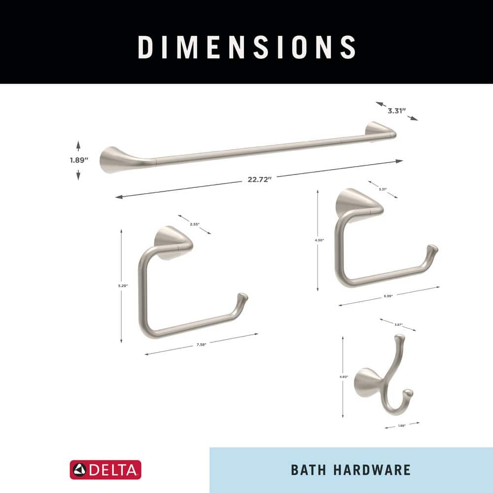 Arvo Brushed Nickel 4-Piece Bath Hardware Set with Towel Bar