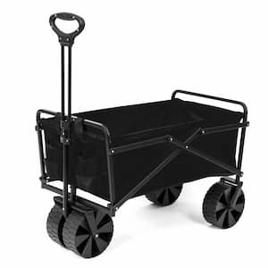 150 lbs. Capacity Manual Folding Utility Beach Wagon Outdoor Cart in Black