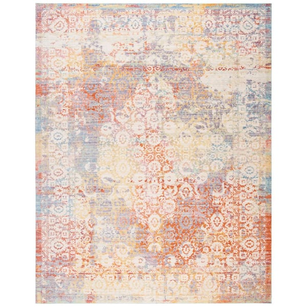 Windsor 9 ft. x 13 ft. Cream/Purple Distressed Oriental Area Rug