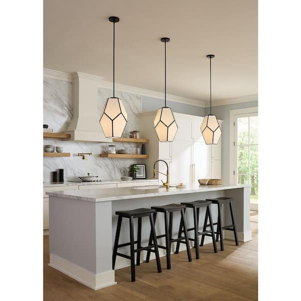 Progress Lighting Latham 100-Watt 1-Light Matte Black Contemporary Pendant with Geometrical Frame