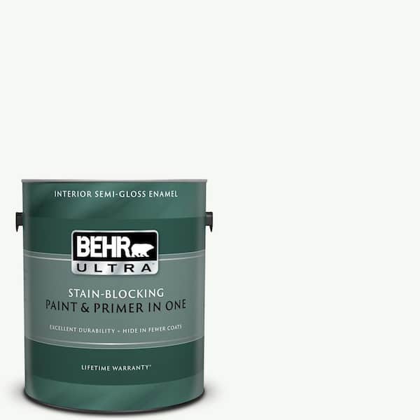 BEHR ULTRA 1 gal. #UL260-14 Ultra Pure White Semi-Gloss Enamel Interior Paint and Primer in One