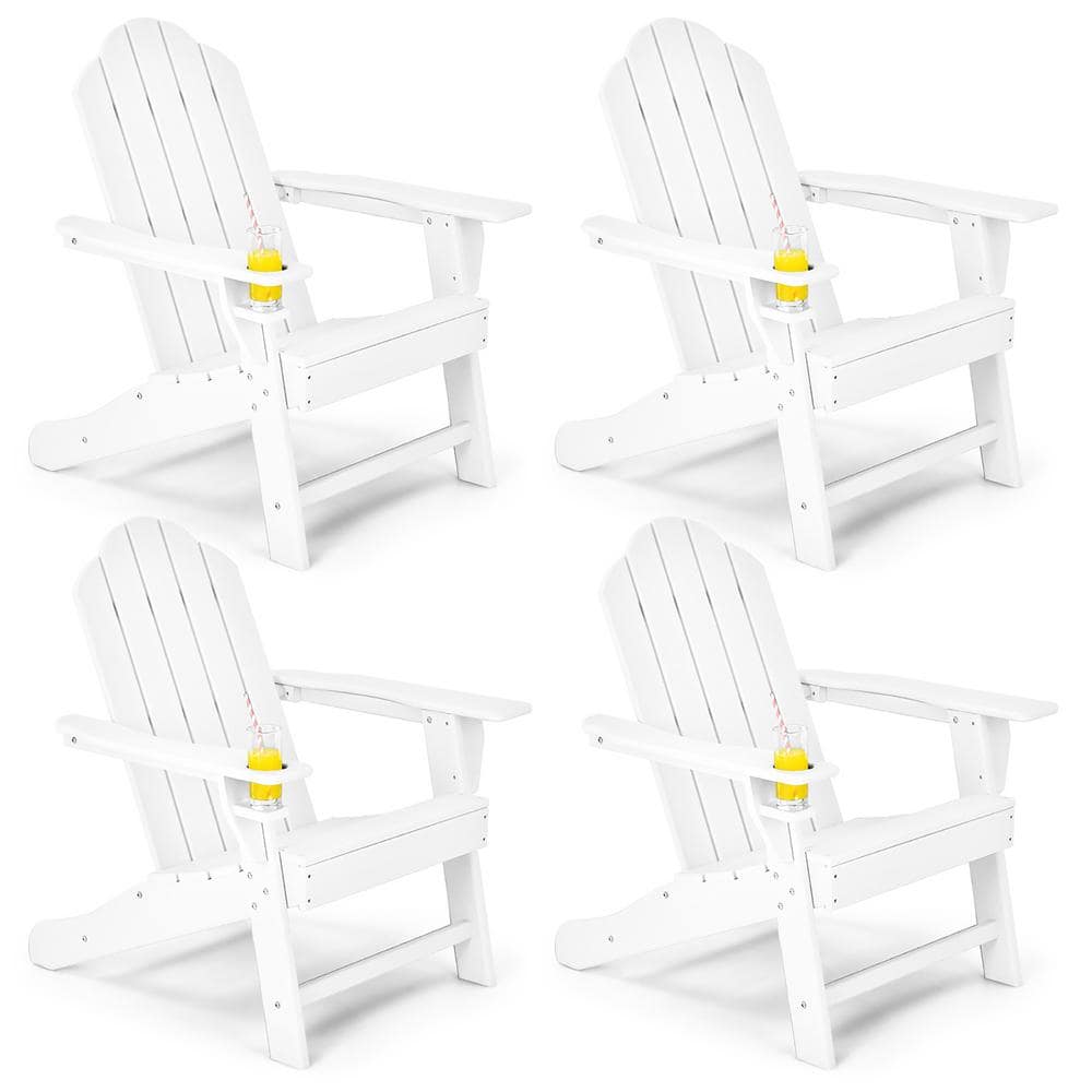 Costway 4Piece White Patio Plastic Adirondack Chair Weather Resistant