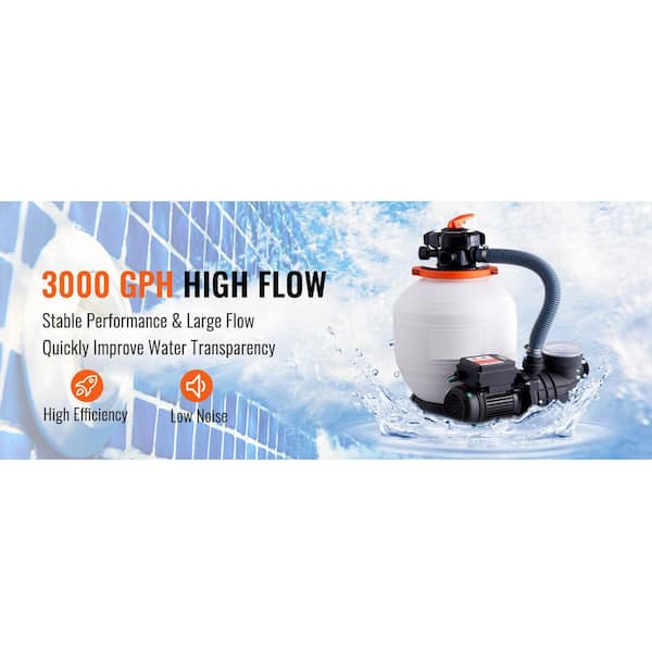 Sand Filter Pump for Above Ground Pools 14in. 3000 GPH 3/4 HP 450sq.ft. Swimming Pool Pumps System and Filters Combo Set