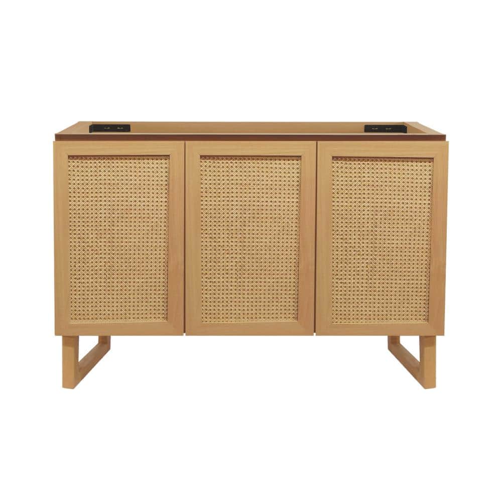 Arles 48" Natural Oak and Cane Bathroom Vanity