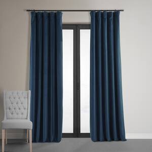 Midnight Blue Velvet Rod Pocket Blackout Curtain - 50 in. W x 96 in. L (1 Panel)