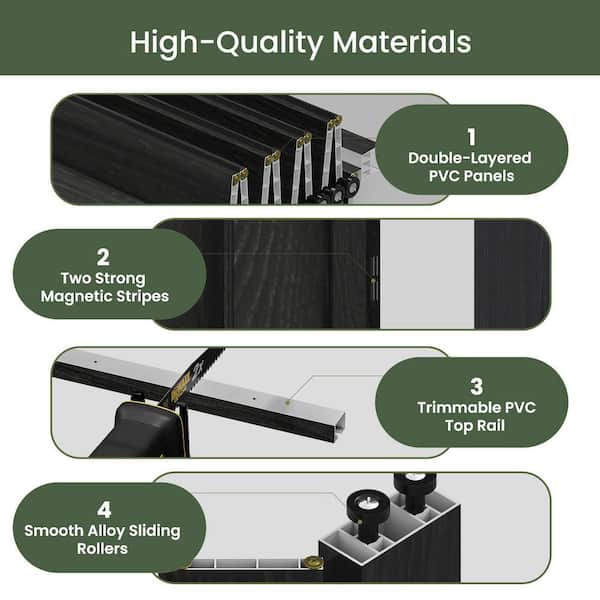 SOCBAZZAR 32 in. x 80 in. Black Finished PVC Interior Folding