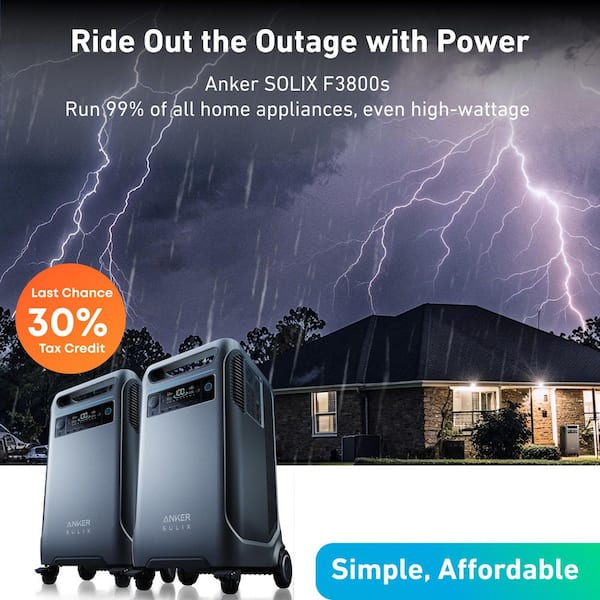 SOLIX 2 F3800s 12,000-Watt output 7.68kWh All-in-One Power Solution, Home Backup/RVs Push Button Start Battery Generator