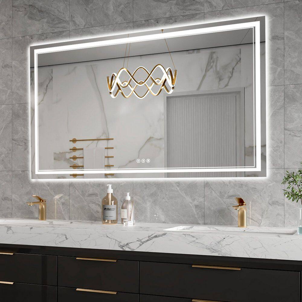 60 in. W x 36 in. H Rectangular Frameless LED Anti-Fog Wall Mount Bathroom Vanity Mirror in Silver, Defogging, Dimming price history on PriceWatchPro