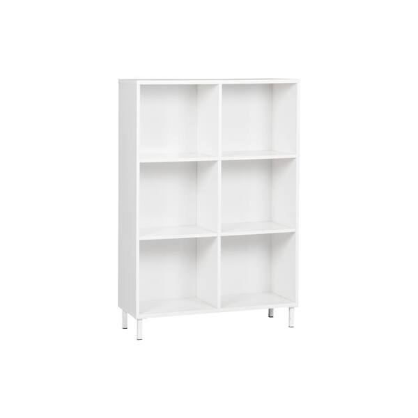 Unbranded 47 in. White Wood 6-shelf Accent Bookcase with Cubes