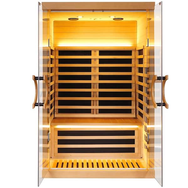 2-Person Sauna with 9 Carbon FAR Infrared Heaters with Overheating Automatic Power-Off System