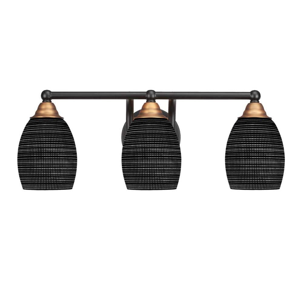 Madison 7 in. 3-Light Bath Bar, Matte Black and Brass, Black Matrix ...