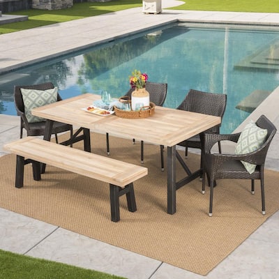 Wood Iron Patio Furniture, Bench For Patio Table