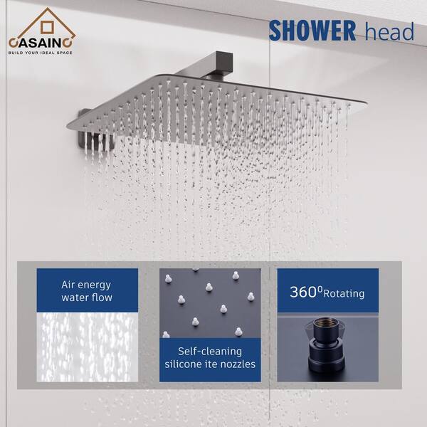 CASAINC 1-Spray Patterns 12 in. Wall Mount Shower System Rain